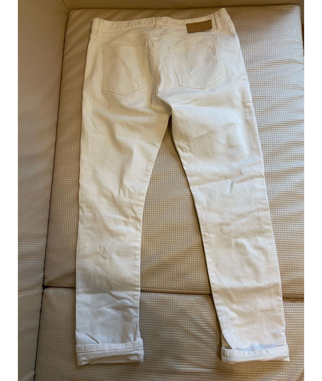 PINKO Белые хлопко-эластановые прямые джинсы, фото 2