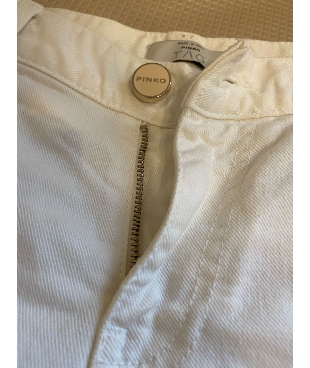 PINKO Белые хлопко-эластановые прямые джинсы, фото 4
