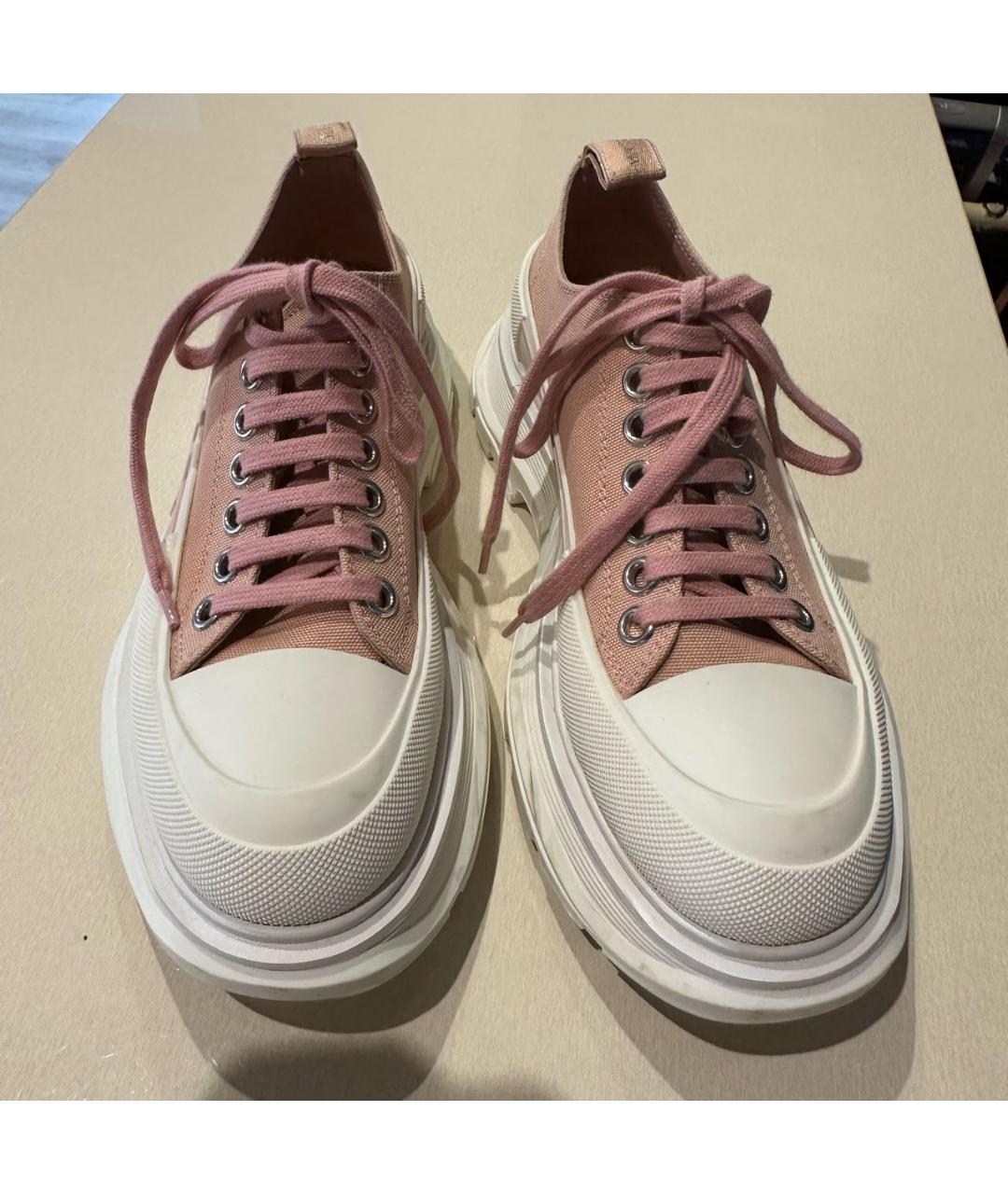 ALEXANDER MCQUEEN Розовые текстильные кеды, фото 2