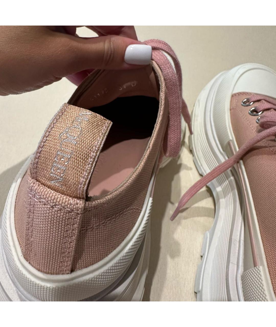 ALEXANDER MCQUEEN Розовые текстильные кеды, фото 5