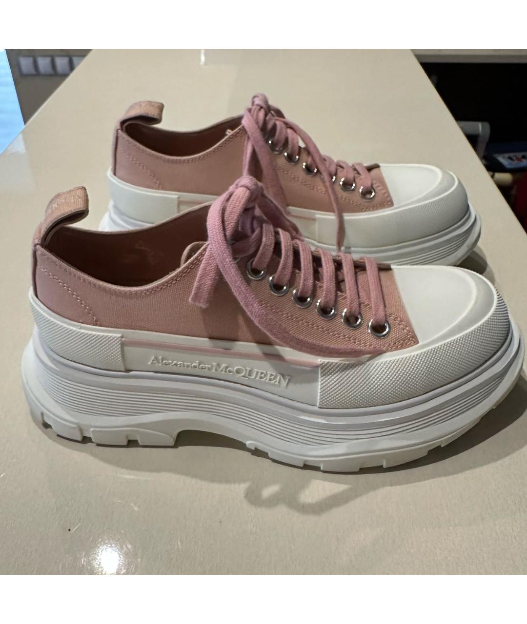 ALEXANDER MCQUEEN Розовые текстильные кеды, фото 6