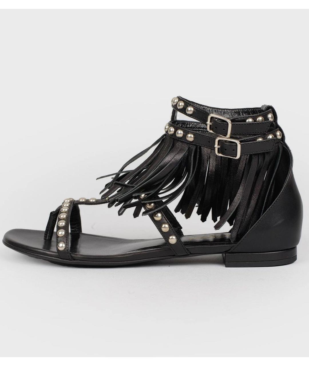 SAINT LAURENT Черные кожаные сандалии, фото 6