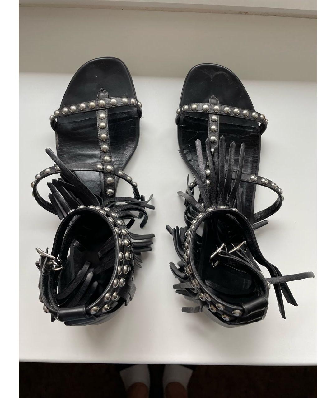 SAINT LAURENT Черные кожаные сандалии, фото 3