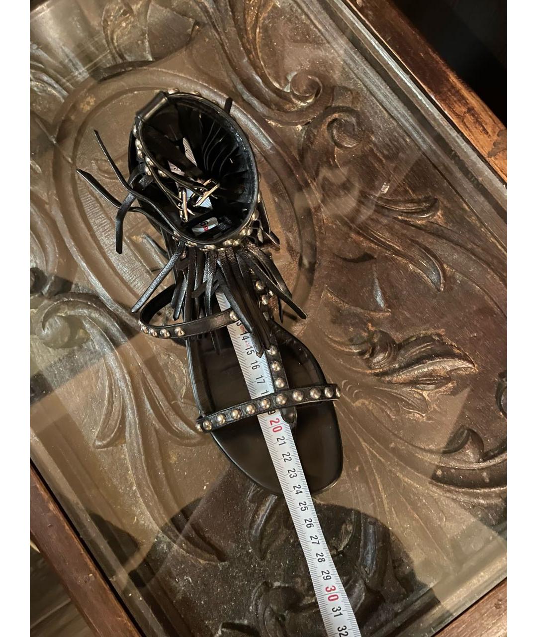 SAINT LAURENT Черные кожаные сандалии, фото 5