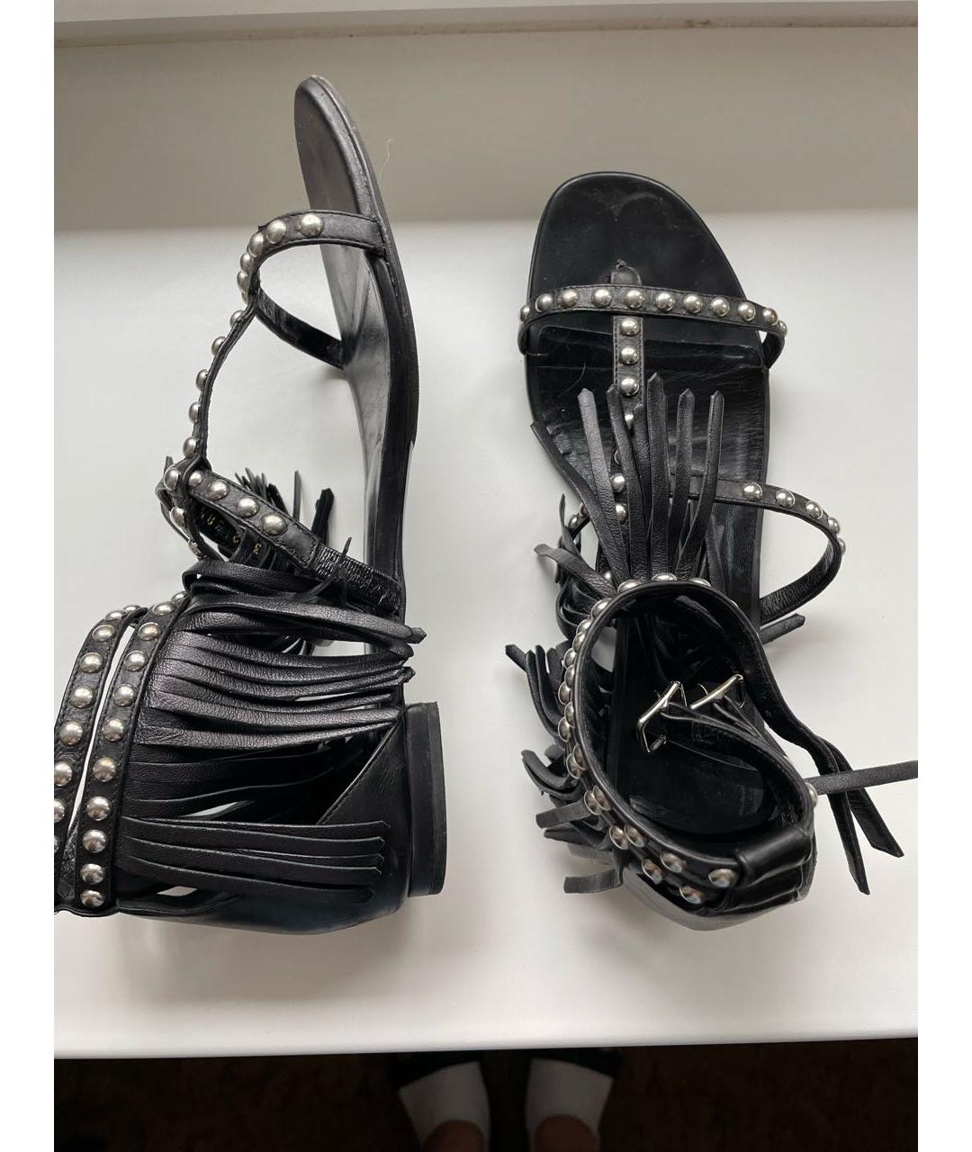 SAINT LAURENT Черные кожаные сандалии, фото 4