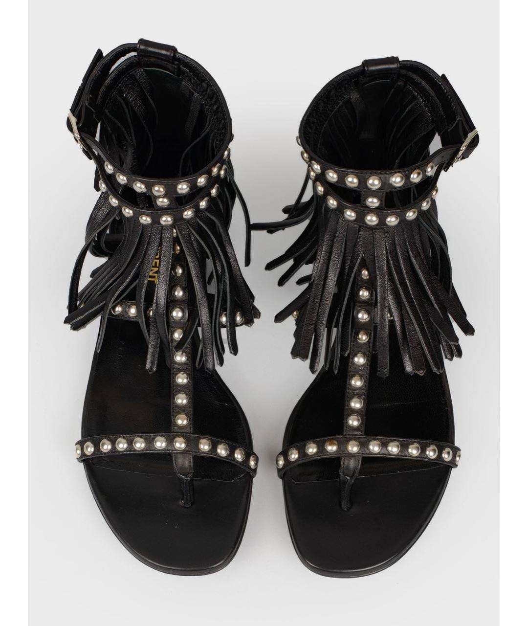 SAINT LAURENT Черные кожаные сандалии, фото 2