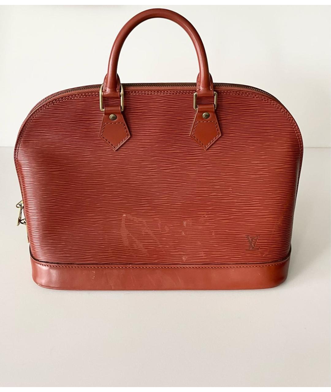 LOUIS VUITTON PRE-OWNED Бордовая кожаная сумка с короткими ручками, фото 9