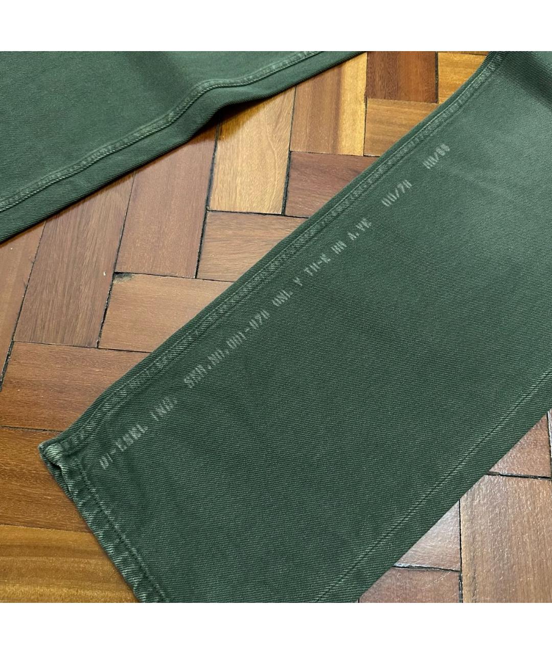 DIESEL Зеленые хлопковые прямые джинсы, фото 2