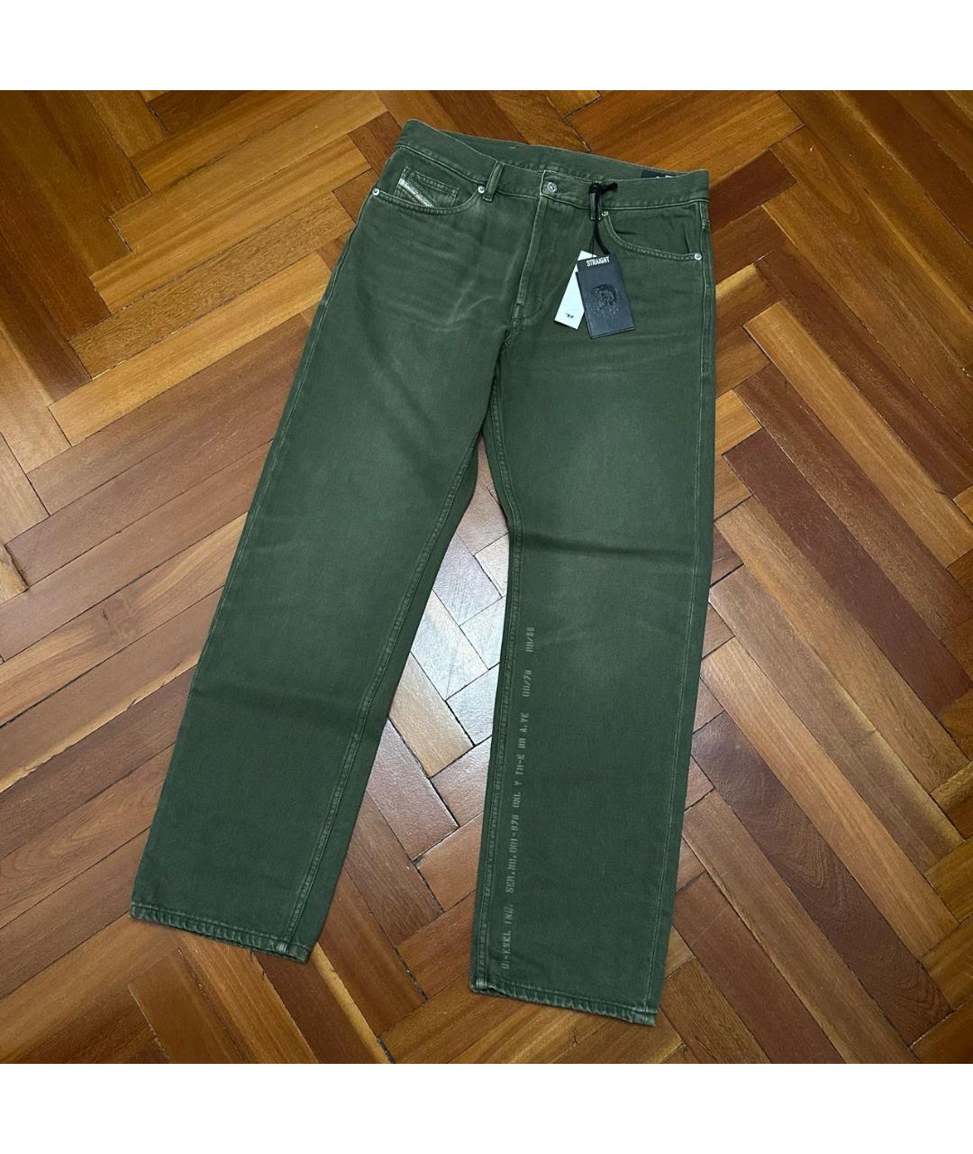 DIESEL Зеленые хлопковые прямые джинсы, фото 9