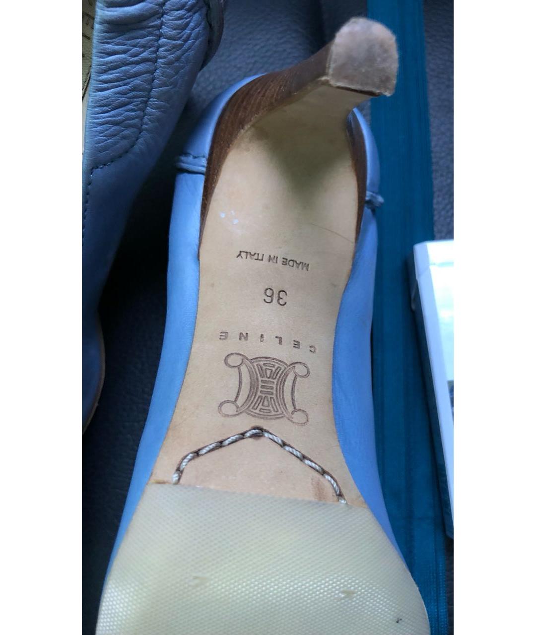 CELINE PRE-OWNED Голубые кожаные туфли, фото 6