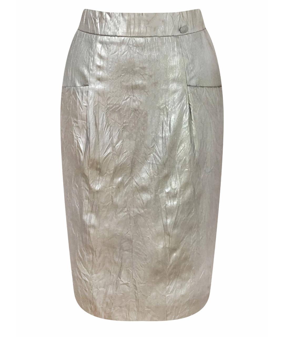 CHANEL PRE-OWNED Серебряная полиэстеровая юбка миди, фото 1