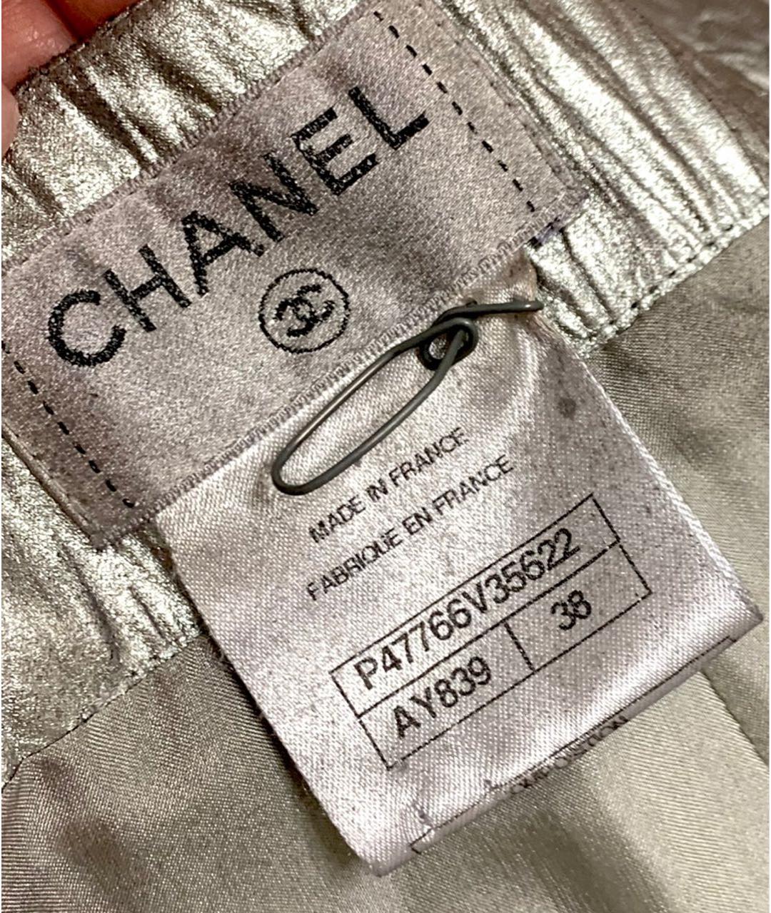 CHANEL PRE-OWNED Серебряная полиэстеровая юбка миди, фото 8