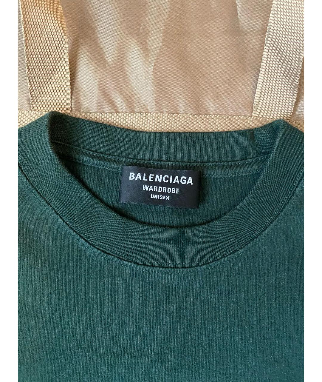 BALENCIAGA Зеленая хлопковая футболка, фото 3