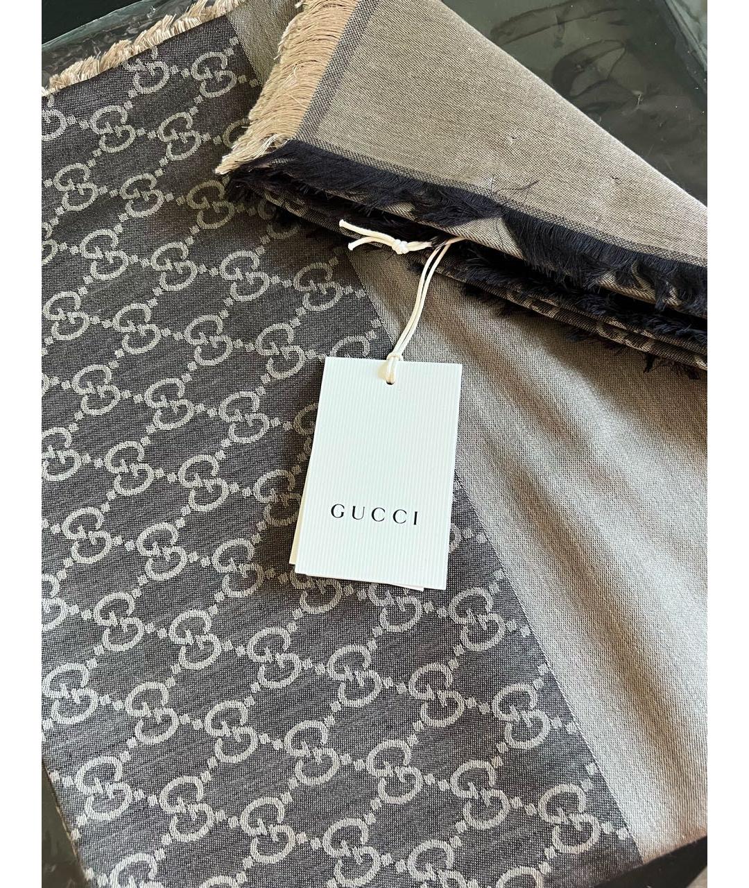 GUCCI Коричневый шелковый платок, фото 3