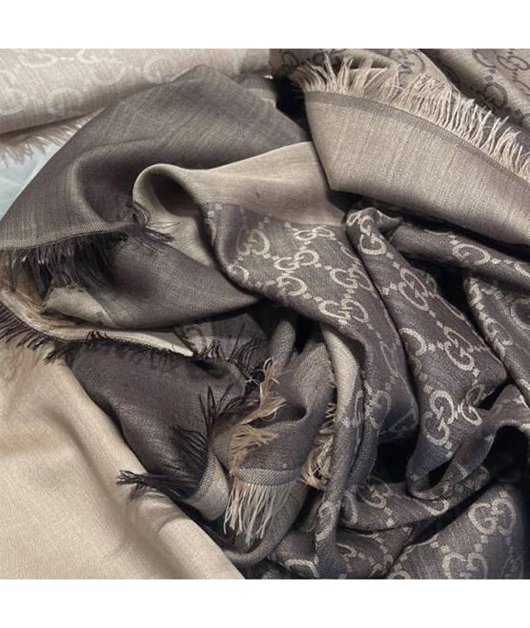 GUCCI Коричневый шелковый платок, фото 2