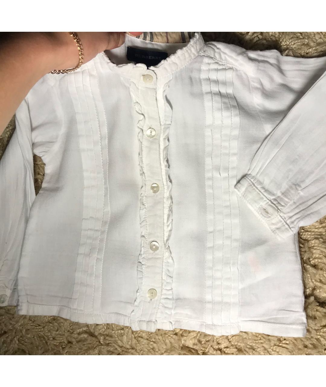 BURBERRY Белая хлопковая блузка для девочек, фото 2