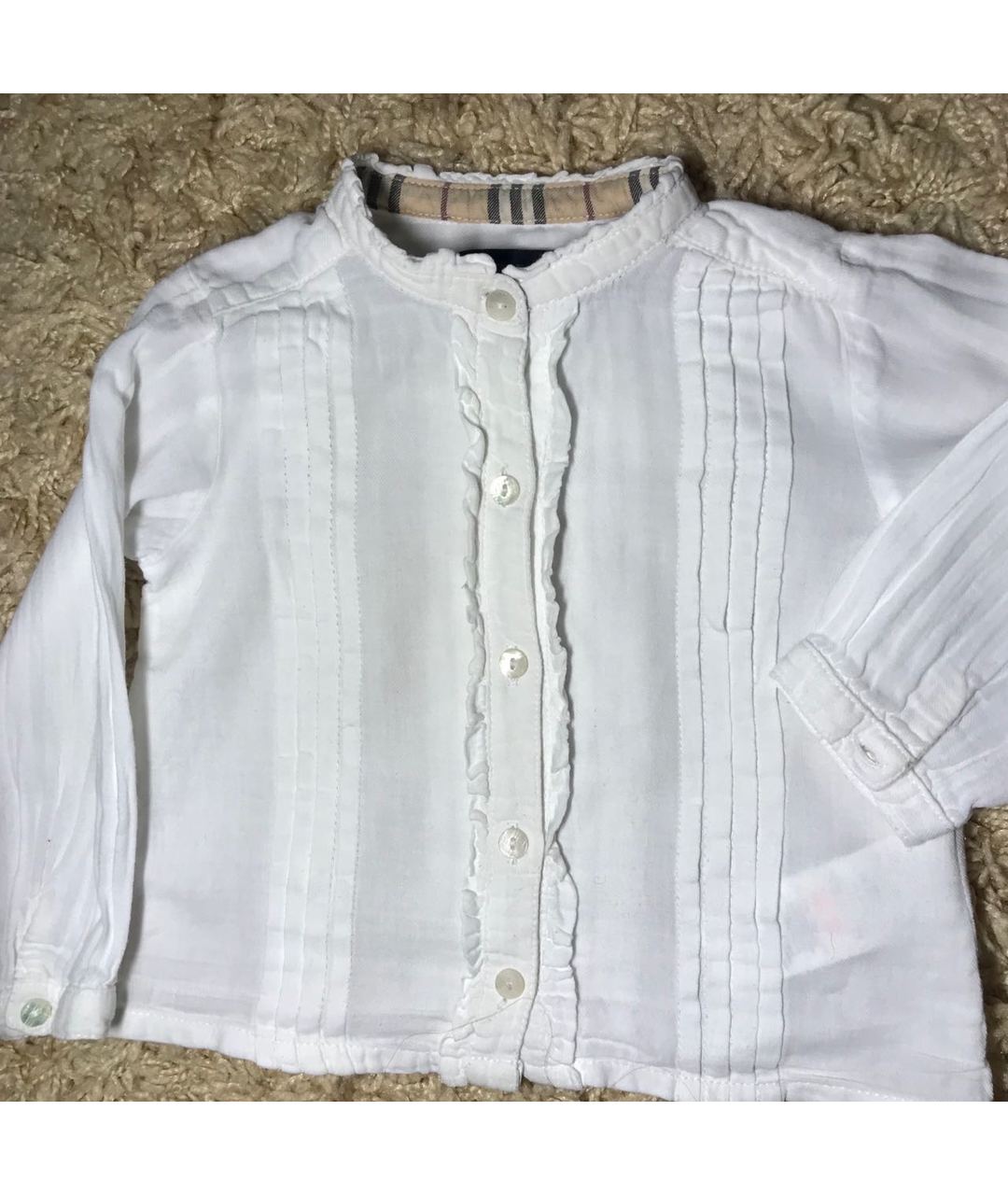 BURBERRY Белая хлопковая блузка для девочек, фото 7