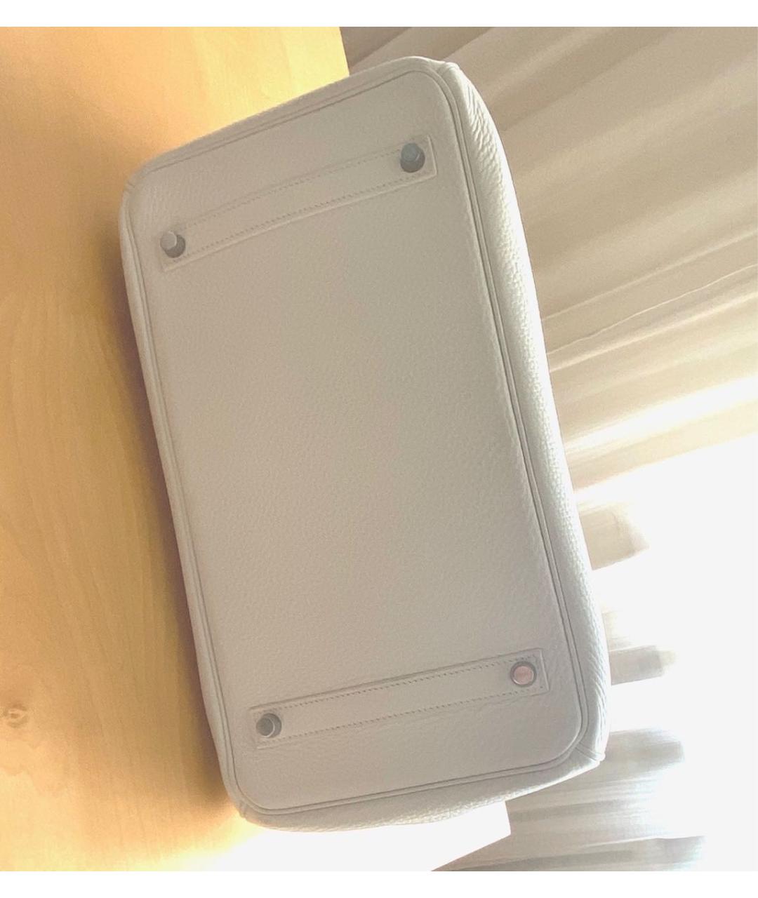 HERMES Белая кожаная сумка с короткими ручками, фото 6