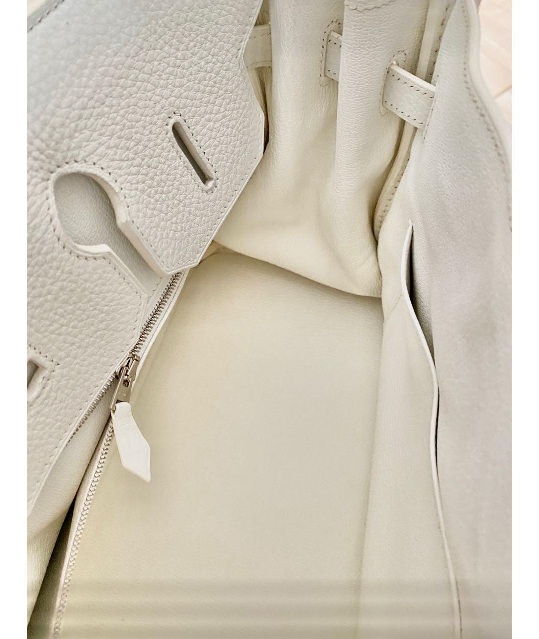 HERMES Белая кожаная сумка с короткими ручками, фото 7