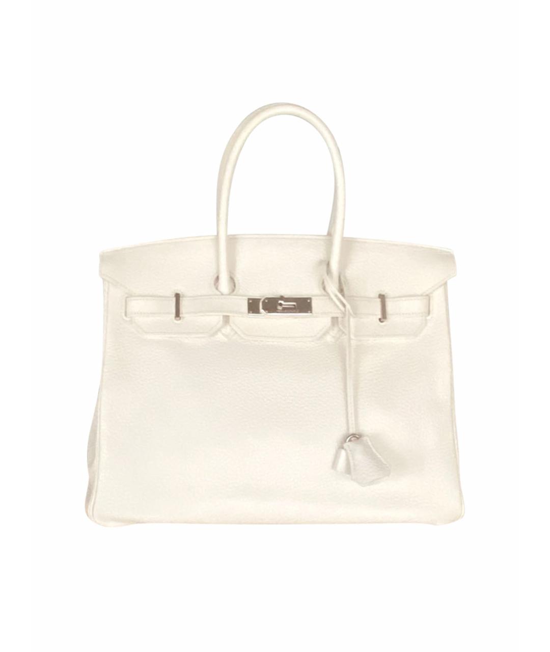 HERMES Белая кожаная сумка с короткими ручками, фото 1