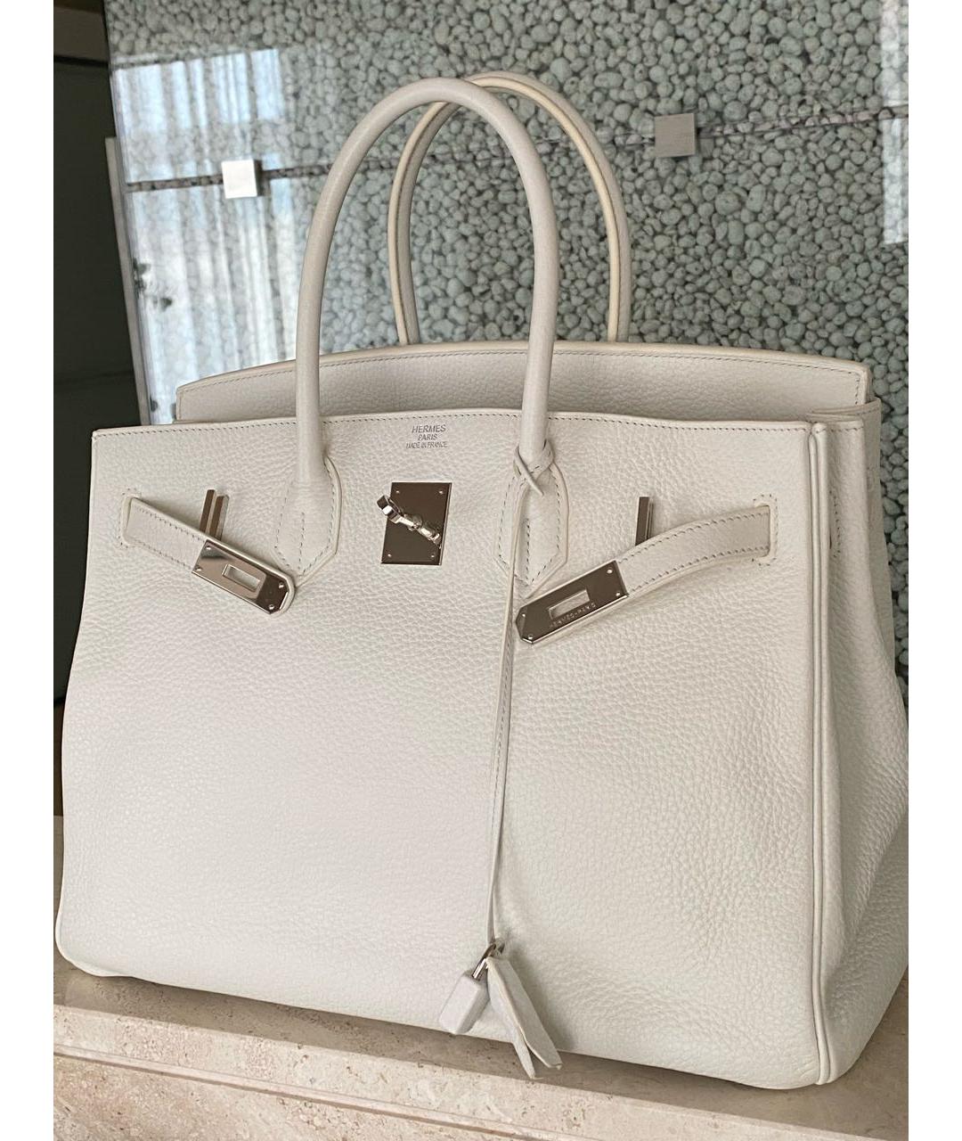 HERMES Белая кожаная сумка с короткими ручками, фото 2