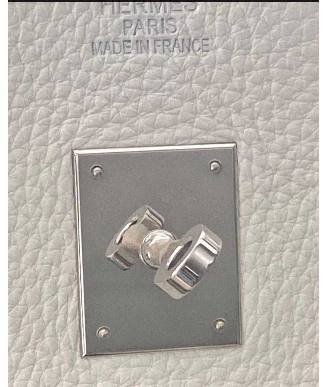 HERMES Белая кожаная сумка с короткими ручками, фото 4