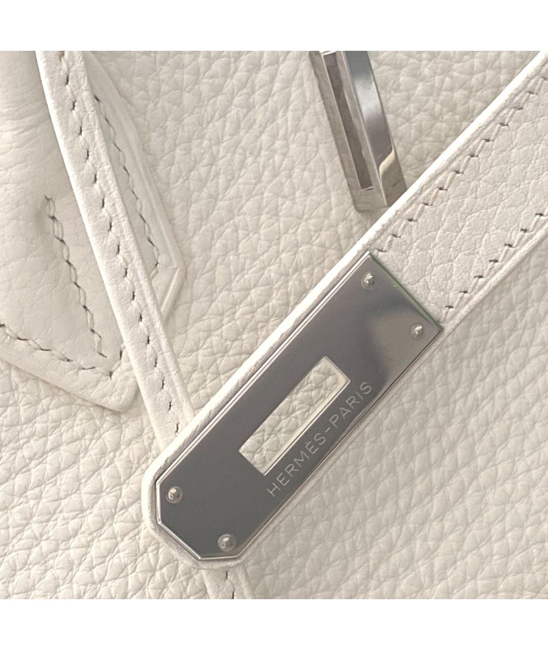 HERMES Белая кожаная сумка с короткими ручками, фото 5