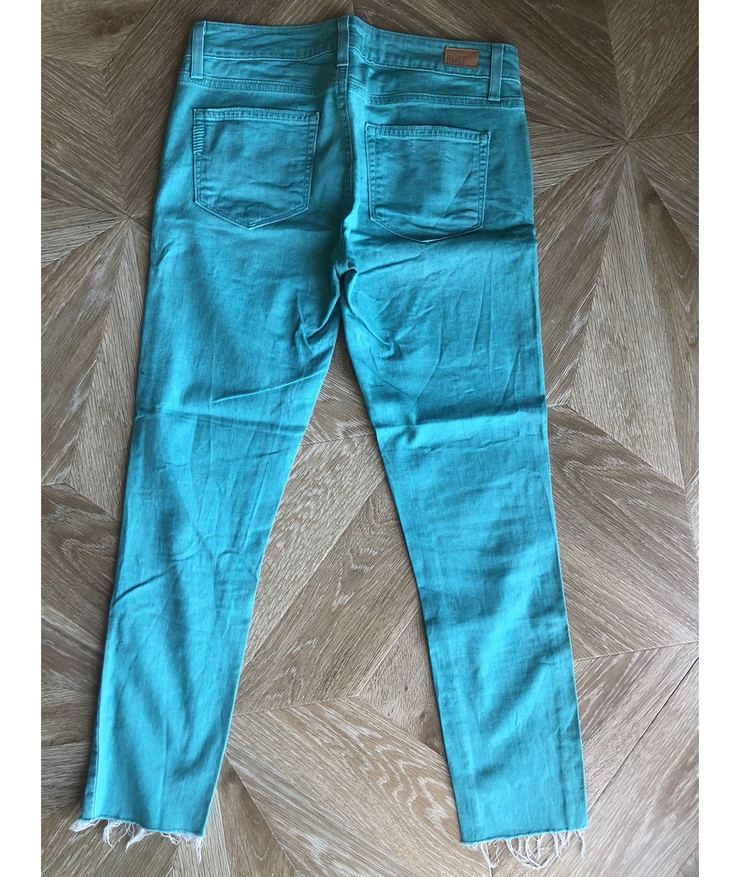 PAIGE Бирюзовые хлопковые прямые джинсы, фото 2
