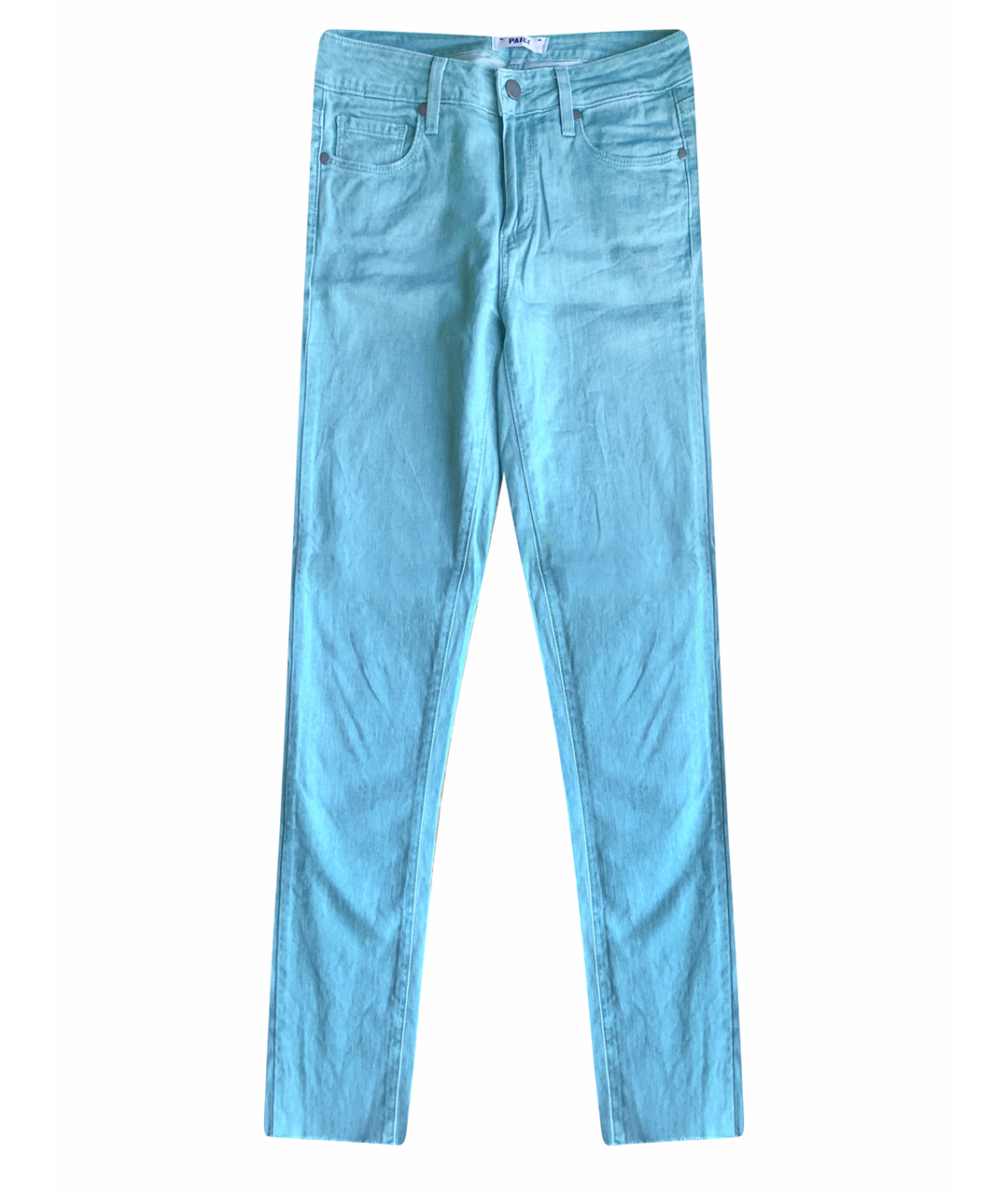 PAIGE Бирюзовые хлопковые прямые джинсы, фото 1