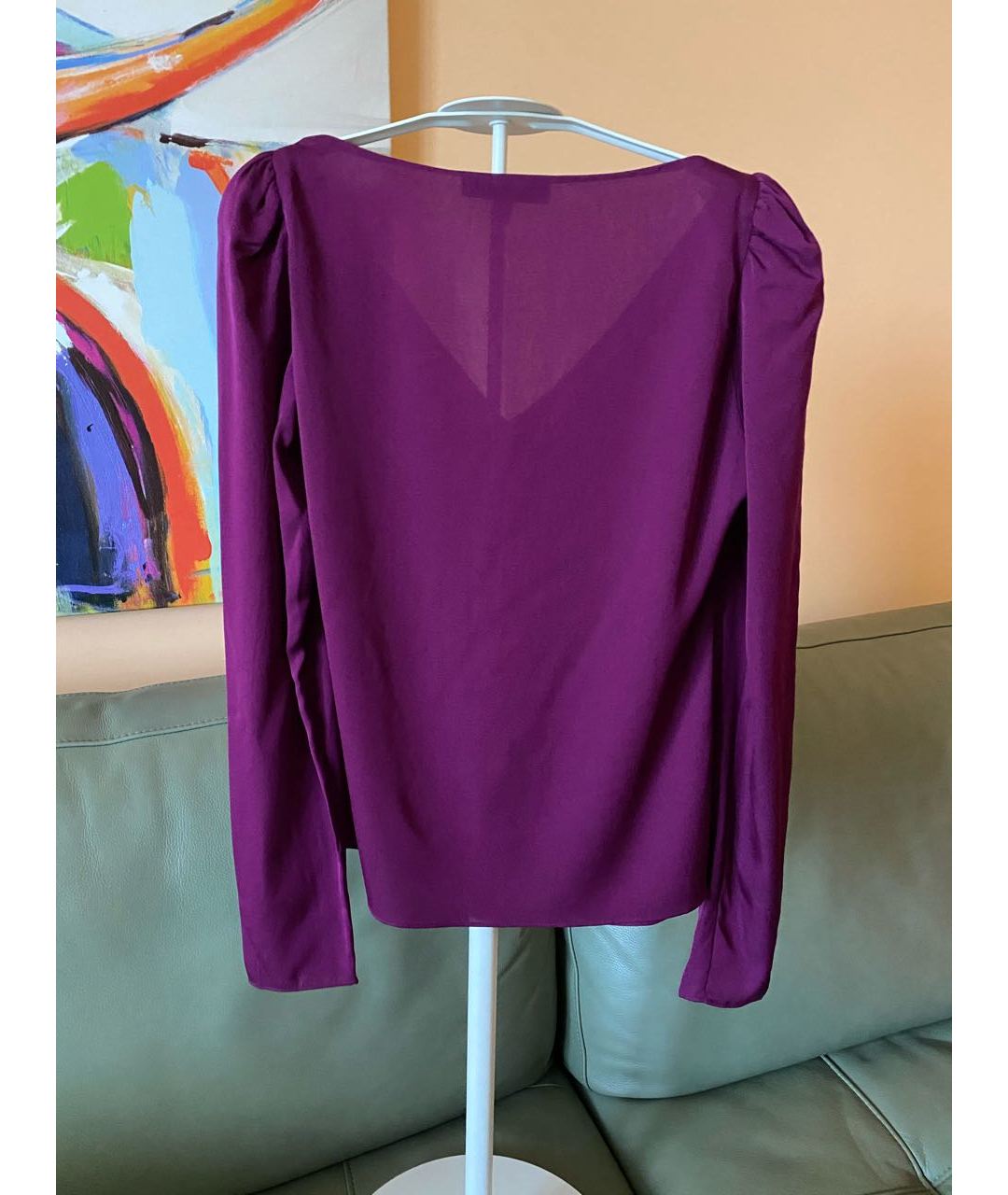 MILLY Фиолетовая шелковая рубашка, фото 4