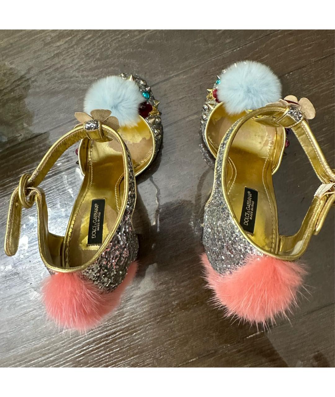 DOLCE&GABBANA Серебряные кожаные босоножки, фото 3