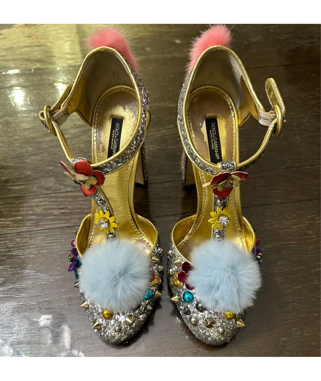 DOLCE&GABBANA Серебряные кожаные босоножки, фото 2