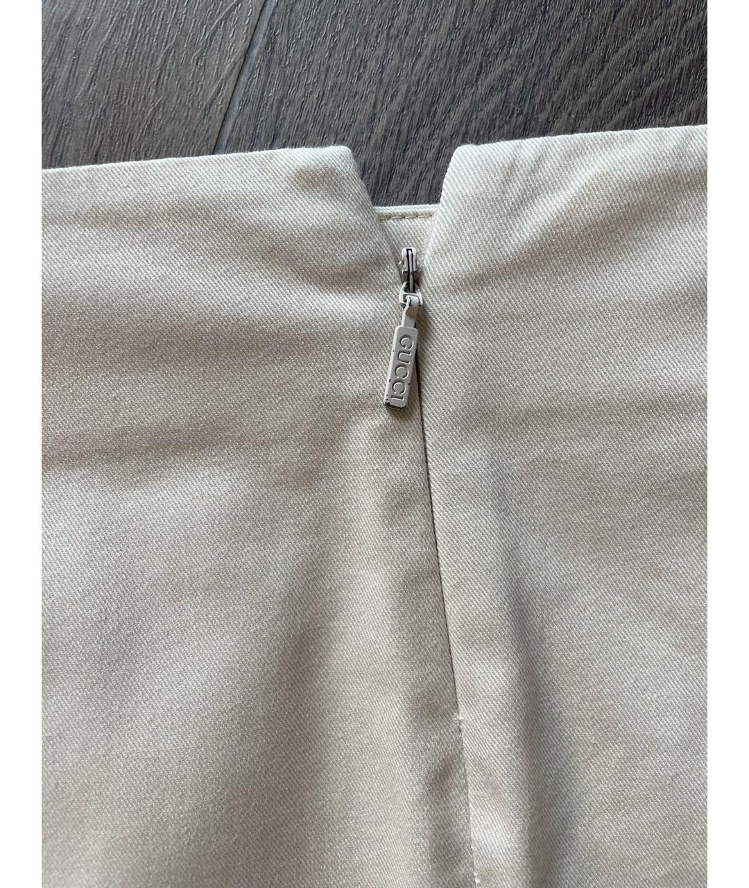 GUCCI Бежевая хлопковая юбка мини, фото 5