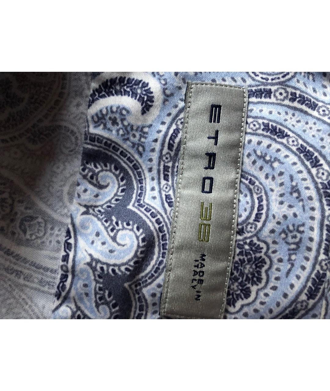 ETRO Голубая хлопковая кэжуал рубашка, фото 3