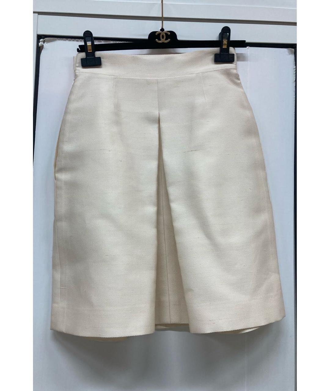 CHANEL PRE-OWNED Бежевая шелковая юбка миди, фото 6