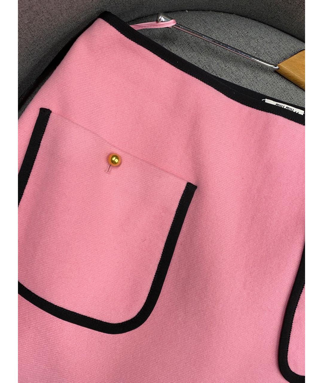 MIU MIU Розовая шерстяная юбка мини, фото 4
