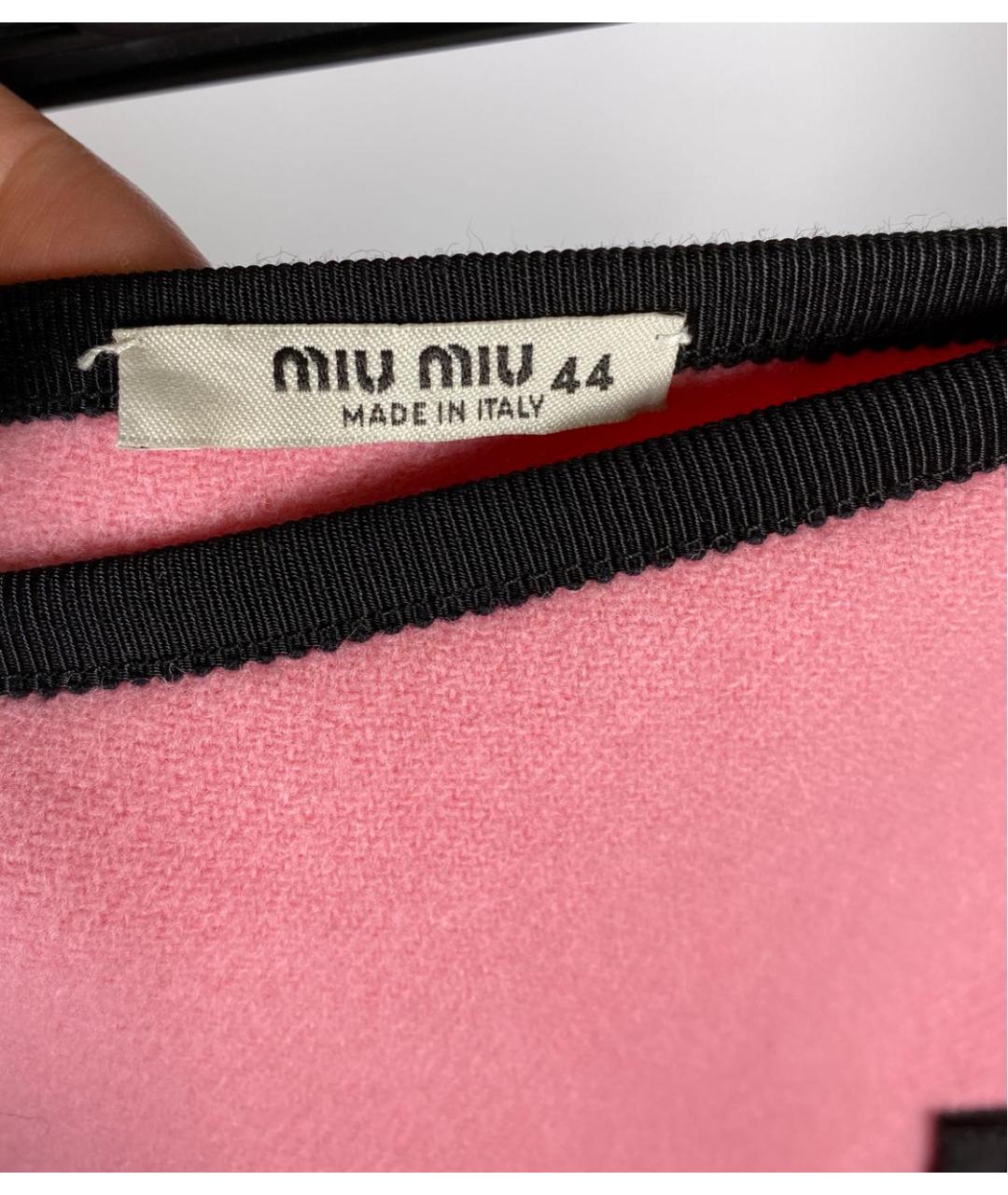 MIU MIU Розовая шерстяная юбка мини, фото 3