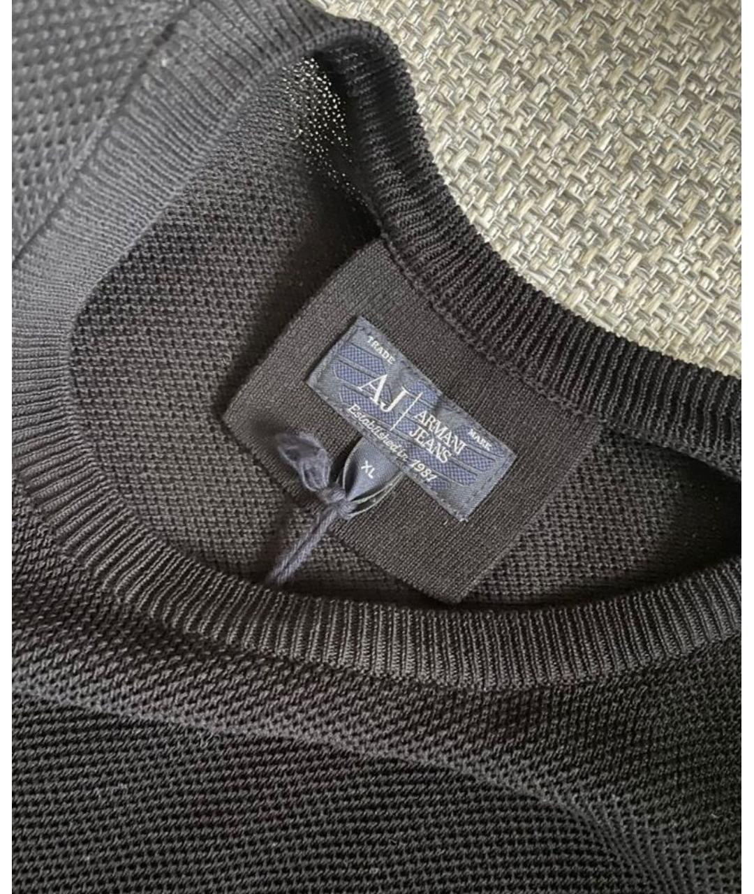 ARMANI JEANS Черный хлопковый джемпер / свитер, фото 2