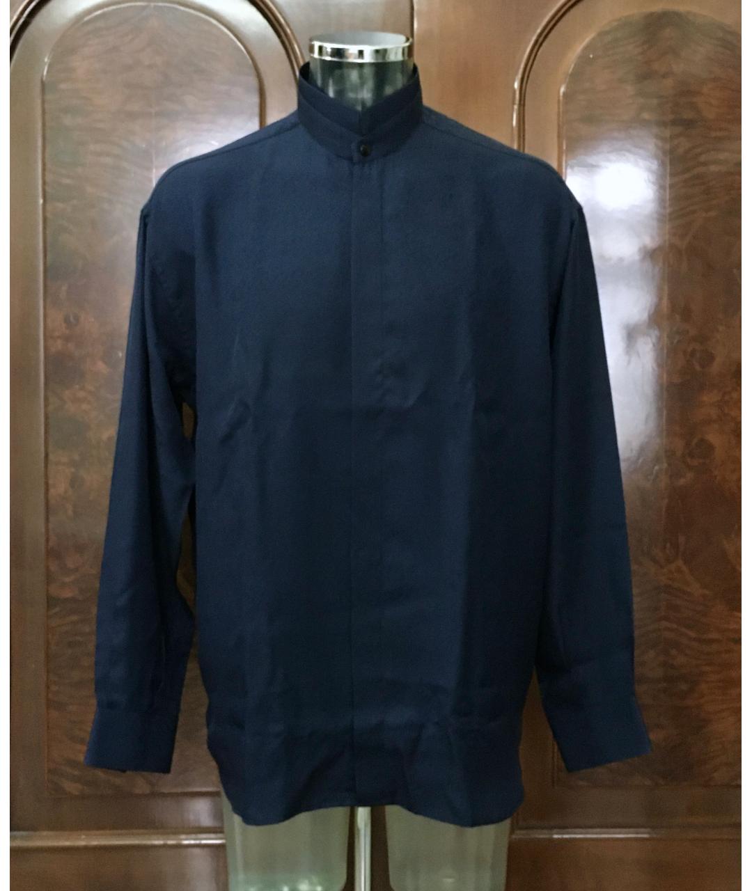 Messori Темно-синяя шелковая кэжуал рубашка, фото 8