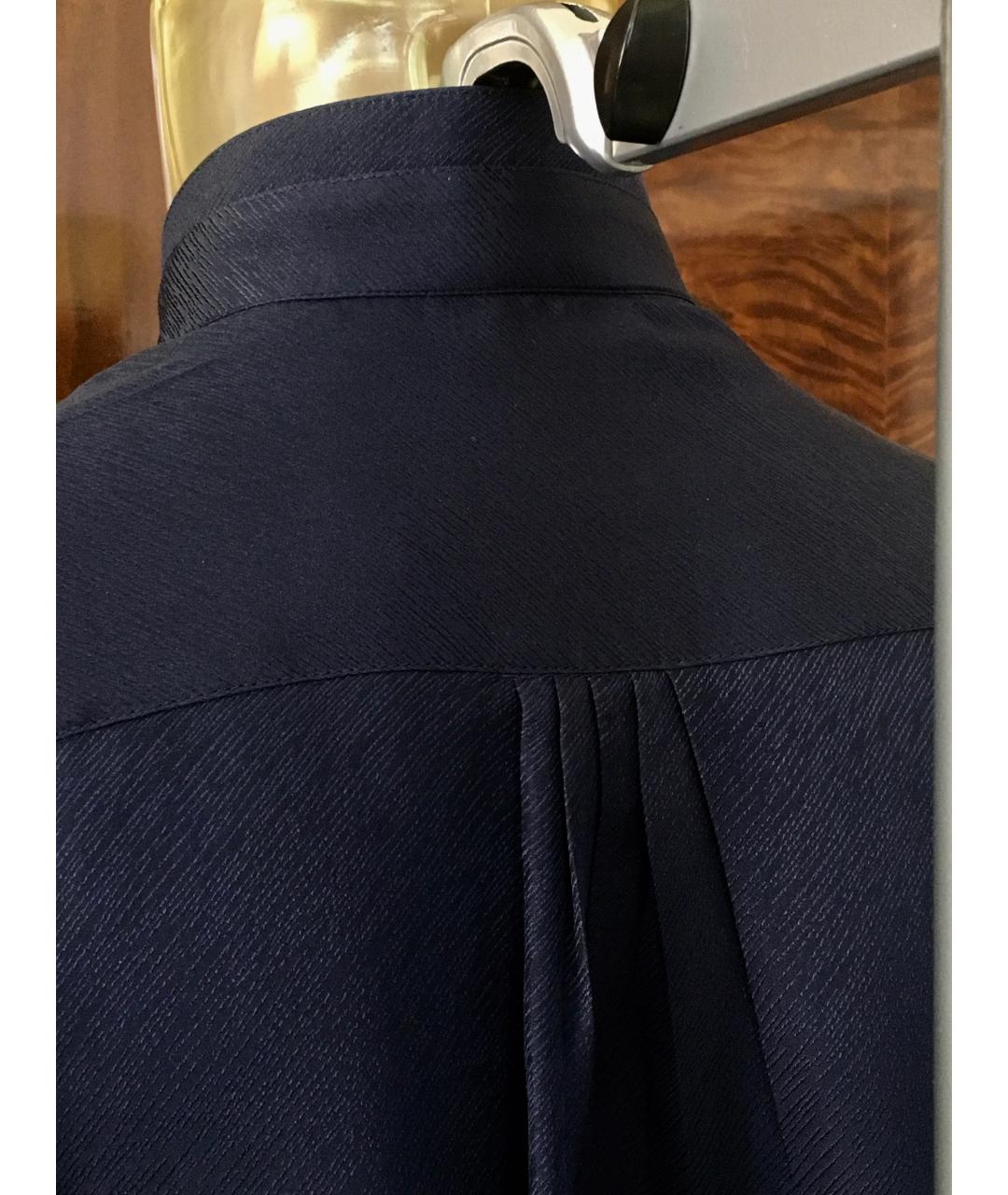 Messori Темно-синяя шелковая кэжуал рубашка, фото 4