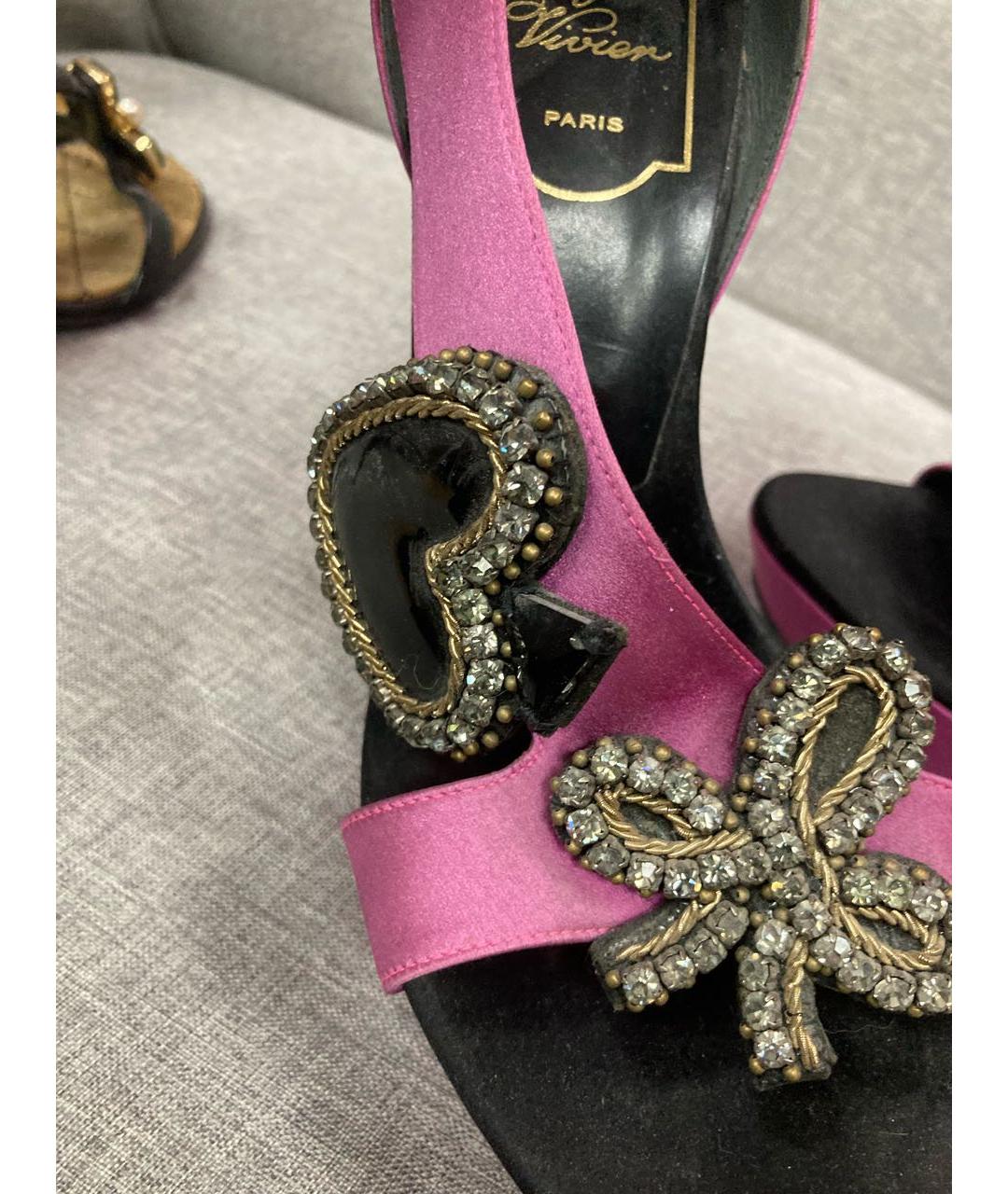 ROGER VIVIER Фуксия текстильные босоножки, фото 6