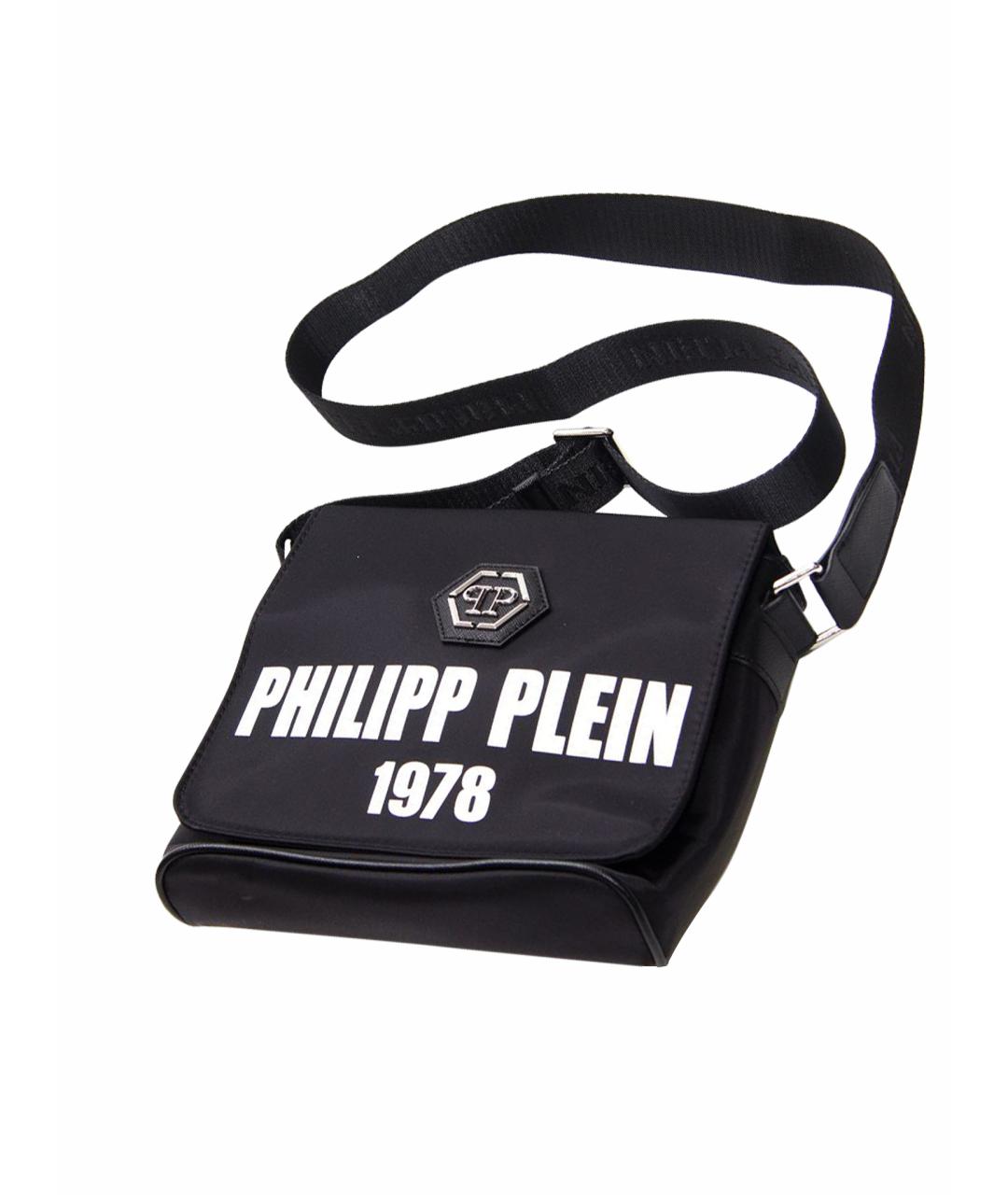 PHILIPP PLEIN Черная тканевая сумка на плечо, фото 1