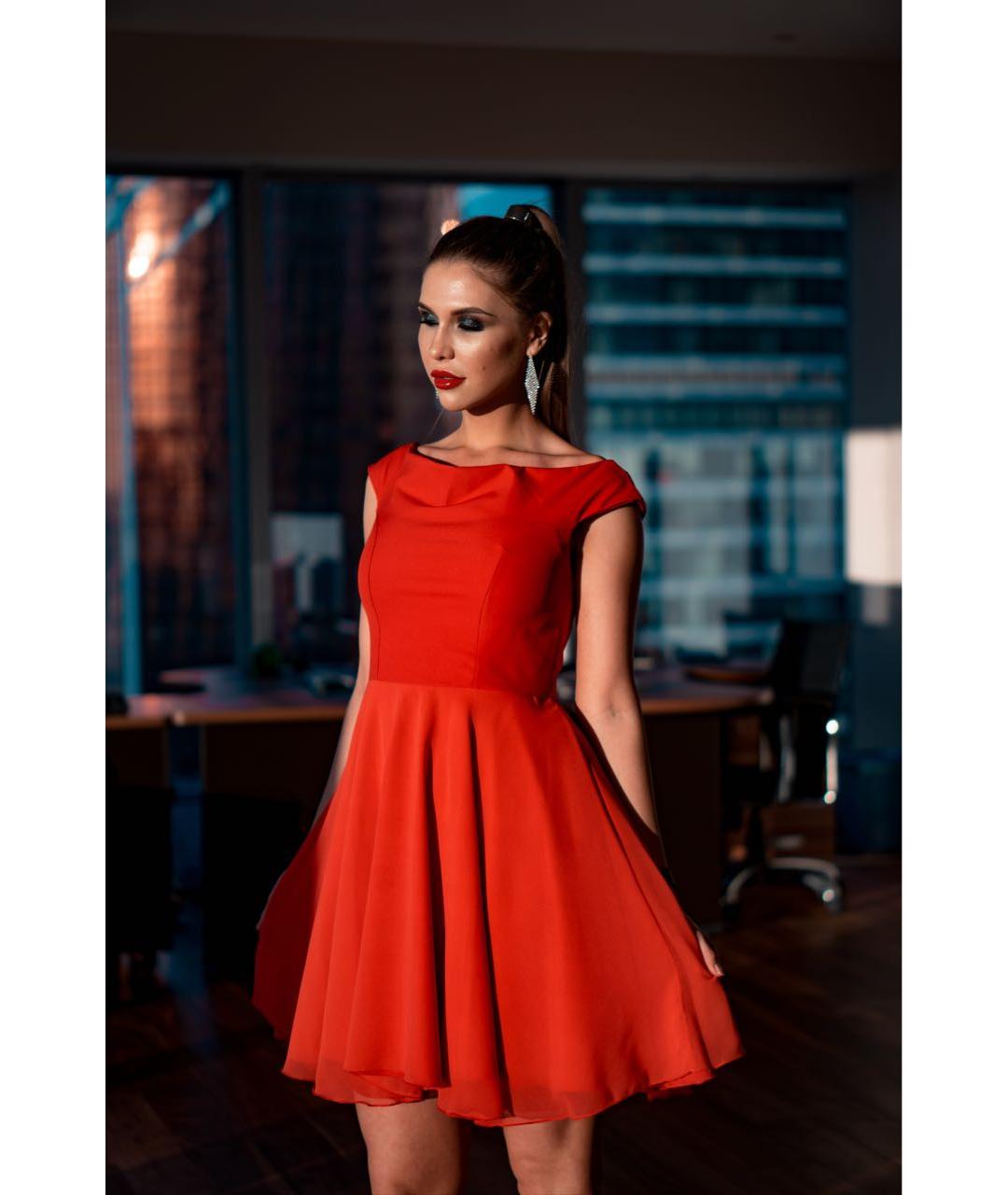 FABI Красное полиэстеровое коктейльное платье, фото 5