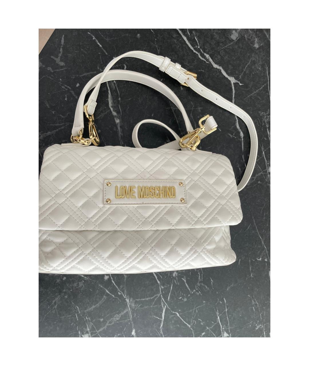 LOVE MOSCHINO Белая сумка через плечо из искусственной кожи, фото 3