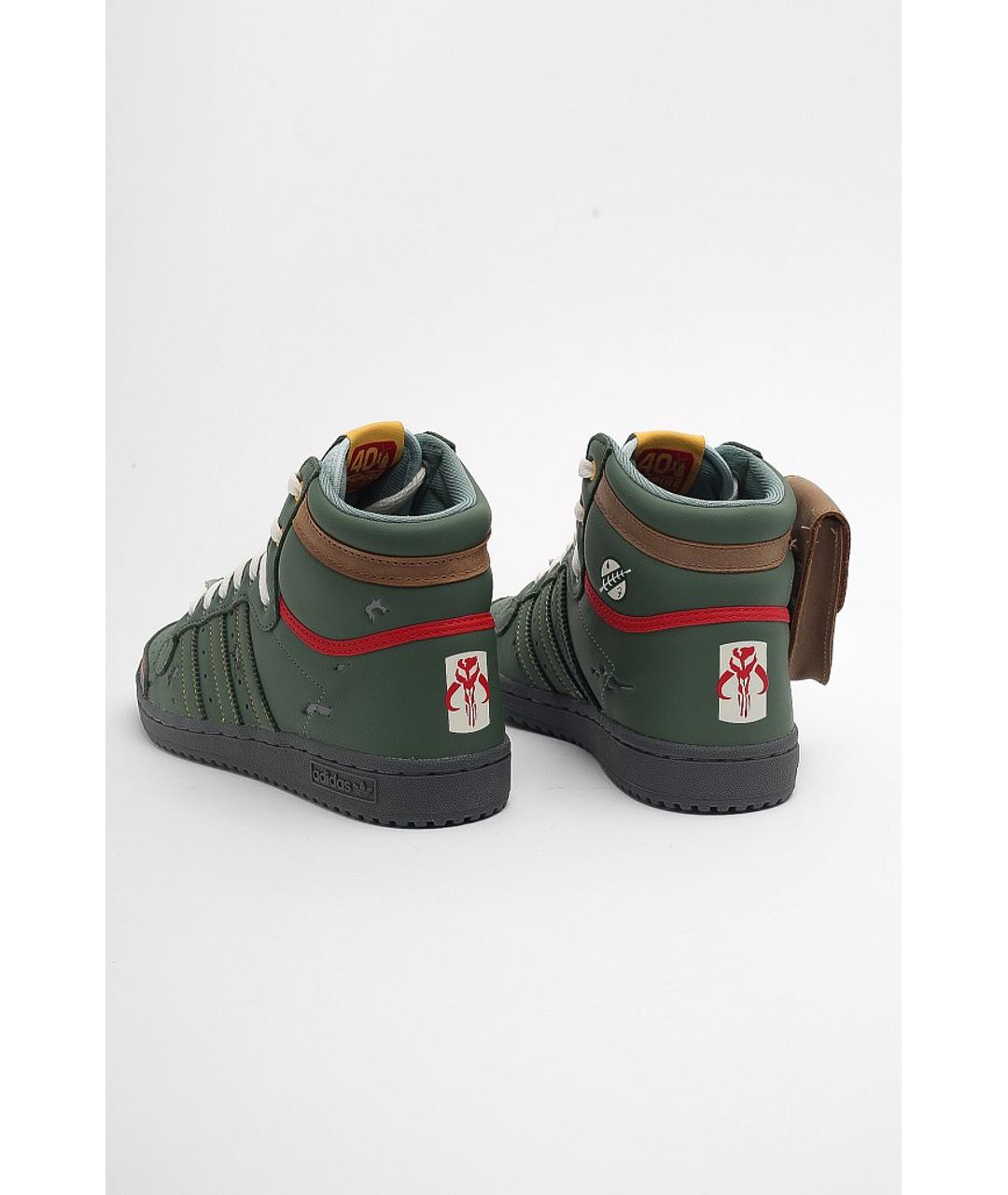ADIDAS Зеленые кожаные высокие кроссовки / кеды, фото 7