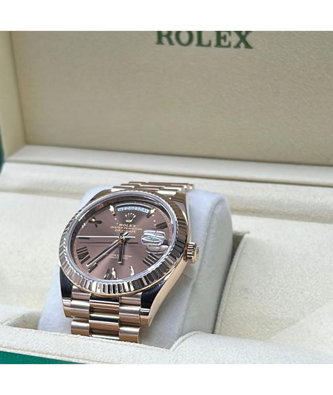 ROLEX Коричневые часы из розового золота, фото 6