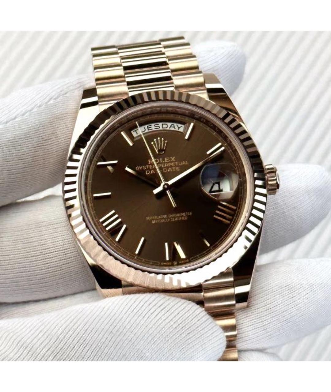 ROLEX Коричневые часы из розового золота, фото 2