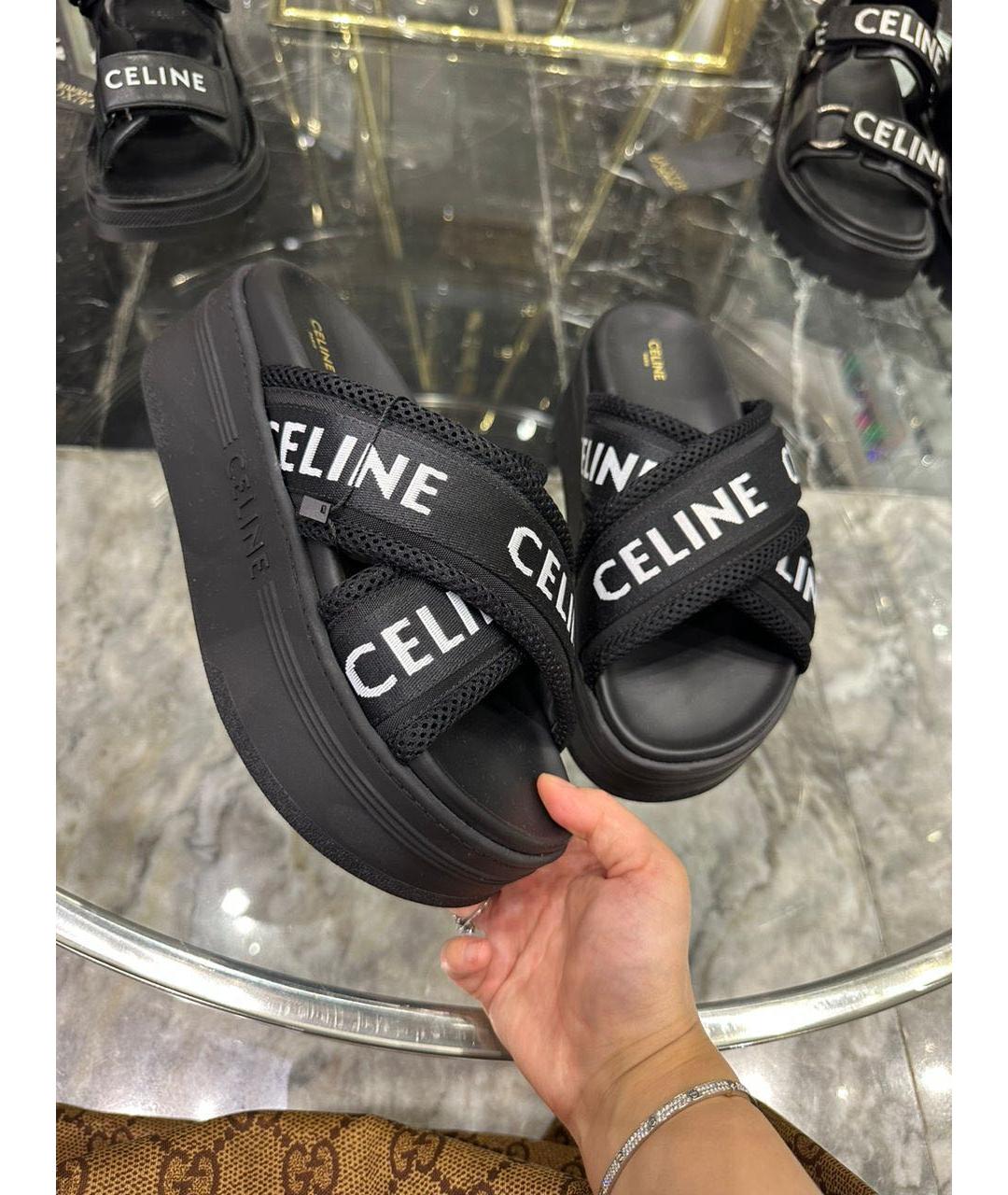 CELINE Черные шлепанцы, фото 3