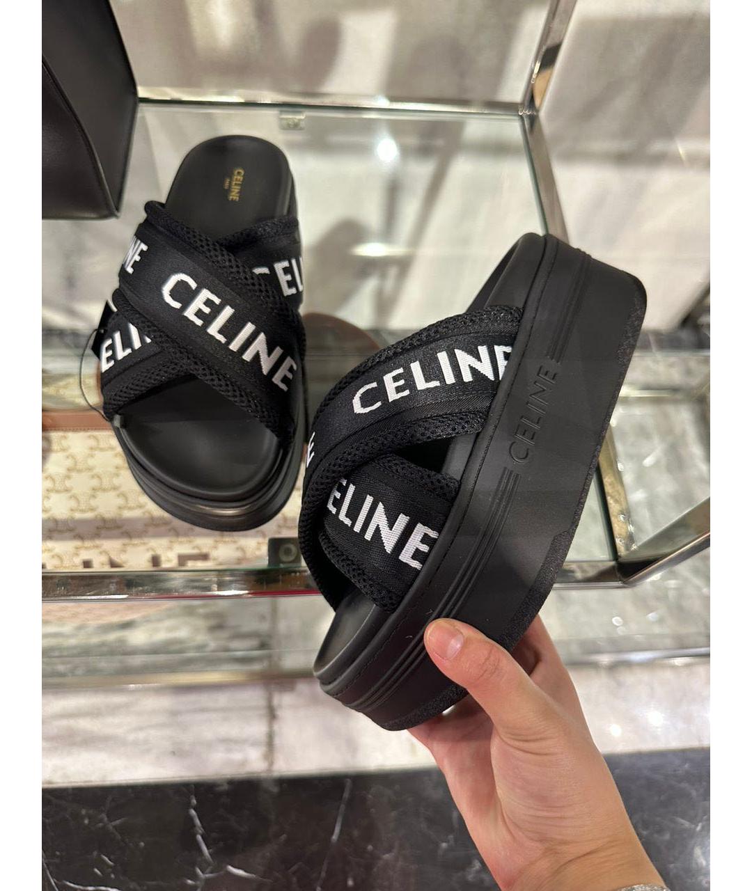 CELINE Черные шлепанцы, фото 2