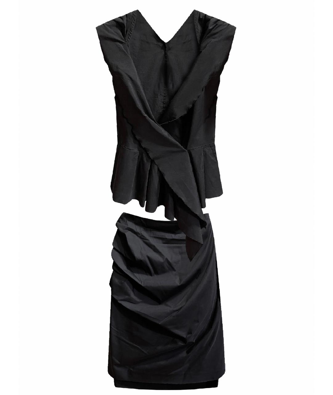 DONNA KARAN Черный шелковый костюм с юбками, фото 1